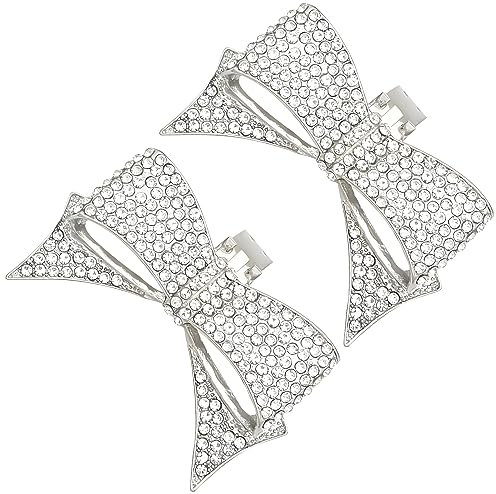 1 paar Bogen Schuh Schnalle Strass Bogen Heels Hochzeit Zubehör Schmuck Zubehör Kristall Schuh Clips Abnehmbare Schuhe Schnalle Modeschmuck für Frauen Legierung Silber Schuhe Dekoration Charms,