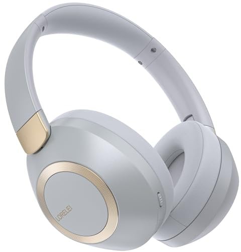 LORELEI B-C6 - Auriculares inalámbricos de diadema (50 H, plegables, ligeros, Bluetooth, graves profundos, micrófono incorporado, orejeras de espuma viscoelástica, para viaje)