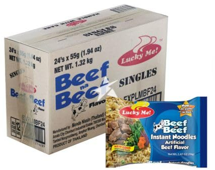 Lucky Me! Beef Na Beef Flavour Instant Noodles Soup 55g (Pack of 24)