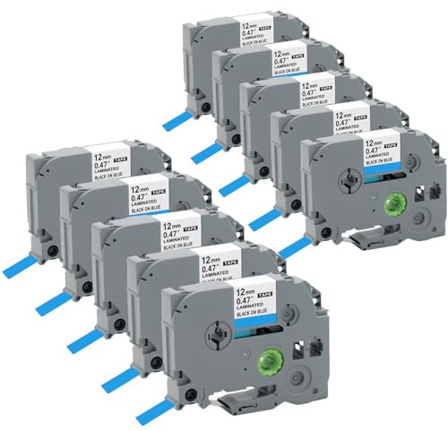10x Cartridgeify Etikettenbänder Ersatz für Brother P-Touch Tapes TZ TZe-531 (12mm x 8m) Schwarz auf Blau, für PTouch Label Maker PT-D210 PT-D220 PT-D200 PT-H110 PT-D400 H100LB H100LB