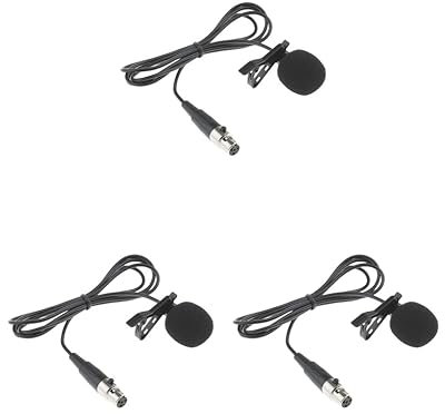 3 set of Lavalier Lapel Tie Clip-on Vacuum Tube Microphone MINI XLR 4Pin, Black