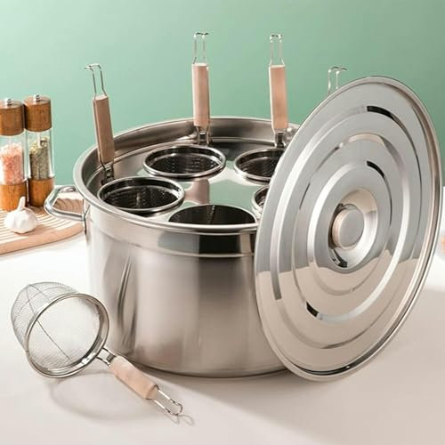 Stockpots Heavy Duty Pasta Cooker, Stainless Steel Multi-Cookware Set W/Inserts Colander Cooktops for Home Kitchen Commercial Restaurant, Multipots & Pasta Pots (Color : 3 Holes, Size : B)