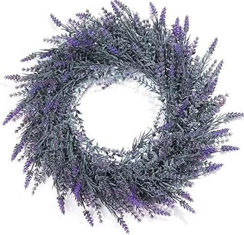 COLORSPEC Ghirlanda di lavanda per porta d'ingresso, 48 cm, ghirlanda artificiale primaverile estiva per San Valentino, per tutte le stagioni, protezione dai raggi UV, per esterni, per feste di nozze,