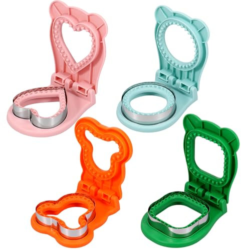 IXTIX 4pcs Sandwichschneider und Versiegelung für Kinder Edelstahl -Taschenwichhersteller DIY Niedliche Bärenform -Sandwichschneider tragbare Sandwichhersteller für Lunchbox und Bento(4 Kombinationen)