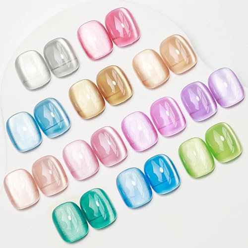 SUPWEE Moonlight Cat Eye Gel Nail Polish 12 Colors Ceramic Cat Magnetic Nail Polish High Gloss Glitter Silk Gel Polish with Magnet Soak Off Nail Art Manicure Salon