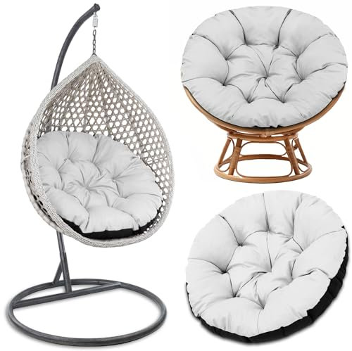 Amazinggirl Papasansessel Kissen Sitzkissen Hängesessel 100cm - Polster für Korbsessel Papasan Chair Lesesessel und Rattansessel für Outdoor und Indoor rund und groß Hellgrau Farbton B