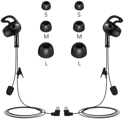 GaiRen 2 Pack USB Type C Left & Right Ear Referee Earphone, Headset Earhook Earpiece Fit for Upgraded V6 V4 Soccer Football Coach Intercom Radio