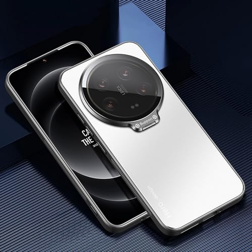 TIANYUE Custodia per Xiaomi 14 Ultra, Cover Rigida per PC Ultrasottile con Copriobiettivo per Fotocamera, Custodia con Supporto per Xiaomi 14 Ultra-Argento