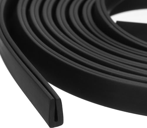 QUARKZMAN Profilé de Bord en Forme de U, Bande de Protection en Caoutchouc de 2 Mètres de Longueur, Convient pour des Bords de 0,5 à 1 mm d'Épaisseur, (5/32 L x 5/16 H) Noir