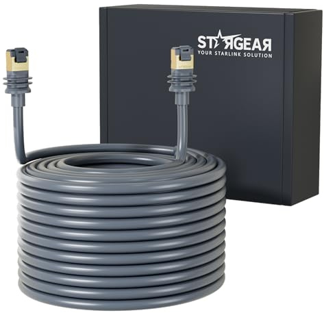 STARGEAR Cable Starlink Gen 3 de 45 m para estándar 4/4X/V4/V5/MINI | Cable Ethernet Starlink de repuesto de extensión de 24 AWG, kit de Internet por satélite, impermeable, para exteriores