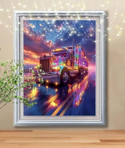5D Bunter Lkw Diamond Painting Set,Full Diamant Painting Bilder Erwachsene groß 30x40cm,DIY Diamant Kristall Strass Stickerei Bilder Painting nach Zahlen,Diamanten Painting für Home Wanddeko C3155