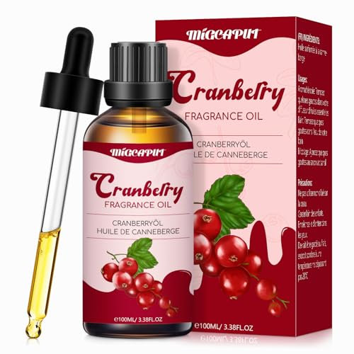 Migcaput Preiselbeereöl Duftöl 100ml, Premium Cranberry Ätherisches Öl für Diffuser, Luftbefeuchter, Aromatherapie, Entspannen, Parfüm, DIY Kerzen und Seifen