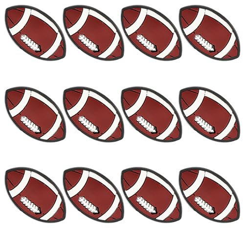 mortd 12Pcs Rugby Silicone Focal Beads Bulk, Sports Silicone Beads American Football Focal Beads for Beadable Pen Keychain Making, DIY Pen Beads Making Focal Beads for Boys Party Supplies Gifts