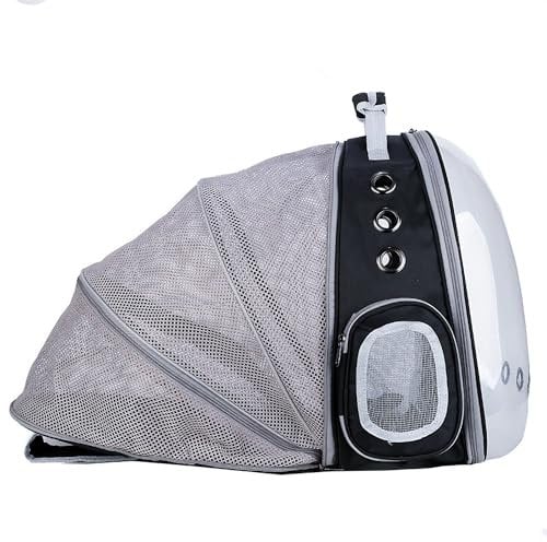 JUMI Transporttasche Hund und Katze - Tragetasche Katzen Hunde - Hunderucksack - Katzen Zubehör - Travel Bag - Transporttasche mit Verstellbarer Riemen - Lüftungsgitter - Falten - Schwarz