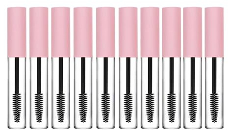 Leere Wimperntusche-Behälter, 10 ml, rosa Kappe, Wimpernstab, nachfüllbar, transparente Flaschen für DIY-Kosmetik (20 Stück)