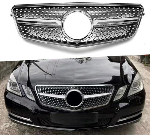 Uklal Auto ABS Front Kühlergrill, Für Mercedes-Benz E-Class W212 2009-2013 Doppelsteg Sport Front Nieren Kühlergrill Doppel Rippen Grill Auto-Kühlergrill-Zubehör