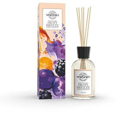 MARMARA - FRUITY BREEZE Raumduft mit Stäbchen 100ml | Raum-erfrischer mit Zitrusfrüchte, grüner Apfel Pfirsich, Wassermelone Vanille Duft Aroma | Diffuser mit Stäbchen | Lufterfrischer Wohnung