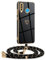 Mkej Coque pour Huawei P30 Lite avec Cordon, Coque avec Collier Motif Coeur d'amour Silicone Galvanisé Housse, Réglable Amovible de Cordon Case pour Huawei P30 Lite, Or Noir