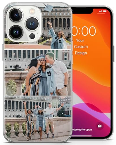 AIGAT SHOP Personalised Collage Style Clear TPU Case for iPhone 5 / 5s / SE 2016 - Custom 3 Photos & Text Slim Fit Cover, Customised Name & Picture Phone Case for iPhone 5 / 5s / SE 2016