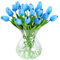 JUSTOYOU - Tulipani artificiali in lattice PU, sembrano veri al tatto, adatti per bouquet di nozze, per feste e come decorazione per la casa, 20 pezzi (blu cielo)