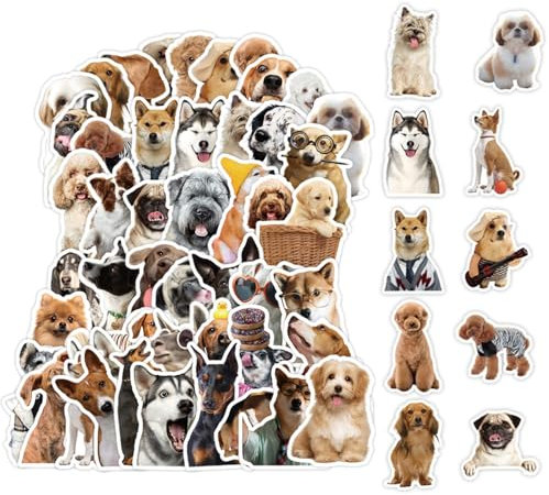50 Stück Meme Sticker Set, Wasserfeste Hunde-Aufkleber, Vinyl-Aufkleber für Autos, Funny Tier Aufkleber für Laptop, Snowboards, Gepäck, MacBook, iPad und mehr (Hund)