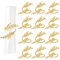 12 Pcs Anneaux de Serviette, Feuilles d'or Réfléchissantes Porte Anneaux de Serviette Classiques pour Décorations de Table de Mariage et de Fête