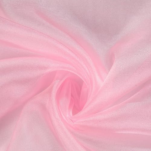 Tissu en organza doux à paillettes - 1 m de large - 150 cm de large - Pour bricolage, vêtements, robe de mariée, voile, bricolage, nappe, décoration de fête, de mariage - Rose