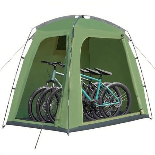 OZMSHF 200 * 120 * 165cm Bike Storage Tent, Portable Bike Shed for 3 Bikes, Storage Sheds with PU4000 mm Water-Resistant for Bicycles, Motorcycles, Lawn Mower, Garden Tools, Lightweight Bike Tent