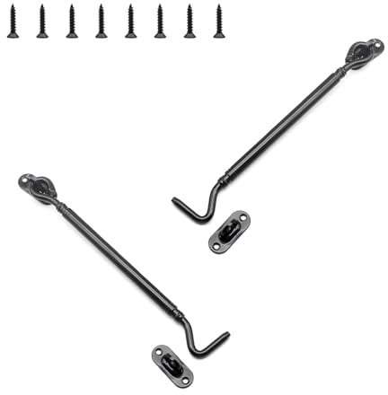 SHENGYIG Gancio porta,2pcs 20.5cm Gancio Chiusura porta Gancio Finestra Chiavistello per porta in legno Acciaio Inossidabile,Nero Gancio Ferma Persiane con Viti di Montaggio per Capanni Porta Finestre