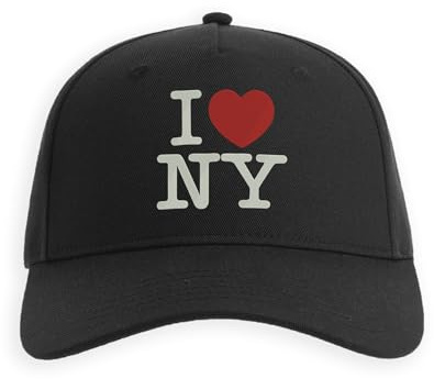 Lauthings Casquette de baseball brodée « I Love NY », New York City, I Love USA, Noir , Taille unique