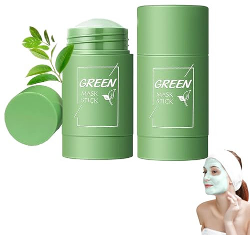 2 Pièce Green Tea Mask Stick, Green Masque Stick,bâton de masque au thé vert,Masque Nettoyant,Dissolvant les Points Noirs, Masque au thé vert en stick Pour tous les types de peau femmes hommes