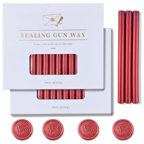 60Pcs Maroon Wax Seal Sticks, 7mm for Mini Glue Gun Sealing | Mini Glue Gun Sealing Wax Sticks for Invites, Envelopes, Gifts, Cards & Wine Packs. Classic Elegance for All Your Crafts.
