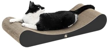 Petrebels Kratzpappe Lily 75, Katzen Kratzbrett aus sehr stabilem Karton, Kratzkarton 75 x 31 x 13 cm, Farbe Schwarz