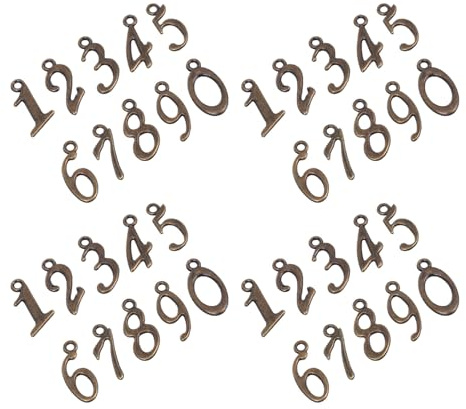 Zahlenanhänger aus Legierung, Selbstgemacht Schmuckzubehör 50 Stück | Anhänger in Arabischen Ziffern, für Halsketten und Handgefertigten Schmuck