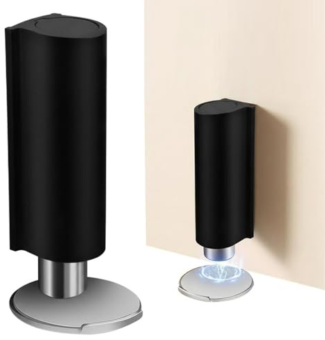 KINDLUME Magnetischer Türstopper, Unsichtbarer Türgriff zum Kleben, Edelstahl Tür-Anker ohne Bohren, Schwarz, für alle Innentüren im Haushalt und Büro, Türstopper Weiß