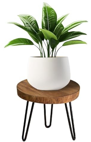 SGZIOO Blumenständer Holz, 25 x 17 cm, Rund Pflanzenständer Holz, Pflanzenhocker mit 3 Beinen, Blumenhocker, Blumentreppen, Einzelner Blumentopfständer für Haus Garten Innen Außen Dekoration