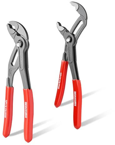 GEINXURN Pince Multiprise Réglable 180 mm - Lot de 2, Petite Pince Multiprise à Glissière Cannelée, Mâchoire V Dentée, Cr-V pour Fixations et Tuyaux