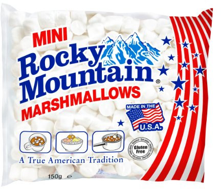 Rocky Mountain Mini Marshmallows, extra kleine, traditionell amerikanische Süßigkeiten aus Schaumzucker zum Grillen, Backen und Kochen, 6 x 150g