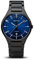 BERING Herren Quarz Uhr | Armbanduhr 39 mm schwarzes Titangehäuse und blaues Zifferblatt | Titanband mit Titanelementen | 5 ATM | 11739-727