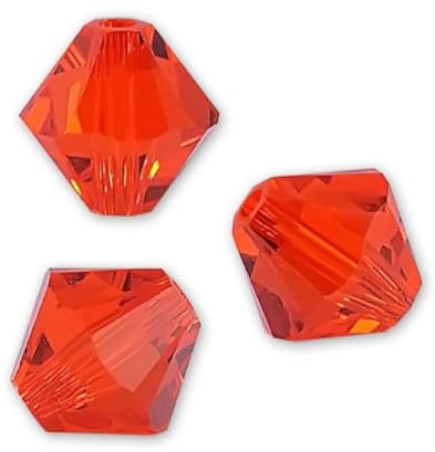 Adabele österreichische facettierte lose Doppelkegel-Kristallperlen, 8 mm, helles Siamrot, kompatibel mit Swarovski-Kristallen 5301/5328 SSB806, 50 Stück
