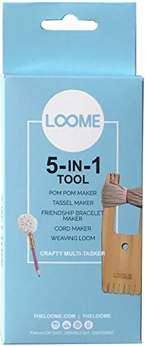 Pompoms herstellung, weben & häkeln - [LOOME Handarbeitszubehör] 5 in 1 bamboo handwerk werkzeug - DIY kreativ Bommelmacher, kugelweber Hand Nähen, Spitz, stricken - Big-A (Standard)