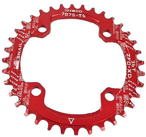 Snail 32T / 34T / 36T Kettenblattschraubenset Sprocket 104mm BCD für Fahrrad MTB Mountainbike RB Rennrad Rot (34T)