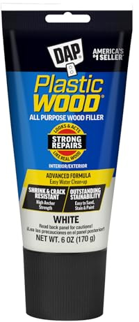DAP Plastic Wood All Purpose Latex Wood Filler, White, 6 Oz - Packaging may vary