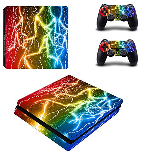 Happyit PS4 Slim Skin Sticker Autocollant Protecteur de Peau de décalque de Vinyle pour Sony Playstation 4 Slim Console + 2 Peaux de contrôleur (C) (C4)