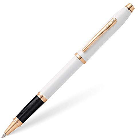 Cross Century II Rollerball (Roségoldene Beschläge, Schreibfarbe: schwarz, inkl. Luxus Geschenkbox) Perlweisser Lack
