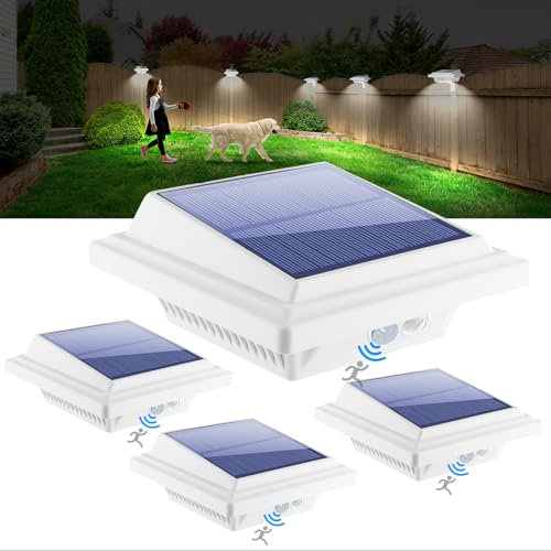 Solar Gutter Fence Lights, 25 LEDs PIR Motion Sensor Solar Lights Ourdoor Waterproof Garden Wall Upgraded 2W Solar Powered Lights for Outside, Garage, Path, Patio