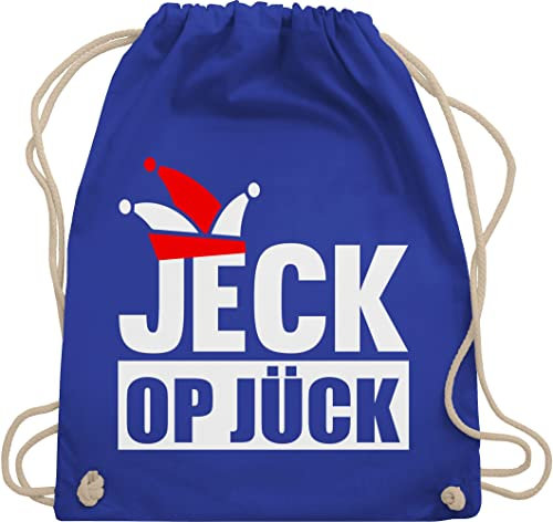 Shirtracer Turnbeutel Rucksack - & Fasching - Taschen - Jeck op Jück Rot Weiß I Rot Weiss Karneval Köln I Rut und Wiess Köln I Karnevals Jecken - Unisize - Royalblau - beutel kölle karnevalsbeutel