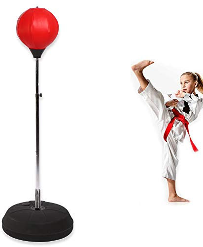 Soulong - Sacco da boxe da adulto con supporto e , regolabile in altezza da 120 a 150 cm, colore rosso, adatto per l'uso professionale in palestra e a casa