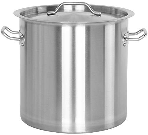 Beeketal 'BKT-17' Gastronomie Kochtopf ca. 15,5 Liter aus Edelstahl mit starken Griffen und Deckel, Topf für alle Herdarten geeignet (Induktion, Gas, Glaskeramik), ideal als z.B. Suppentopf