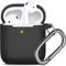 Oielai Airpod Case Cover Compatible with AirPods 2 & 1, Silicone Shockproof Cute Case-Front LED Visible- Support Wireless Charging with Carabiner for Airpods Case, Black